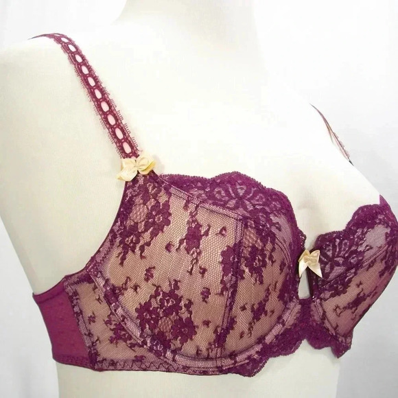 32DD Paramour Captivate Unpadded 3 Part Cup UW Bra Grape Wine NWT - Picture 13 of 16